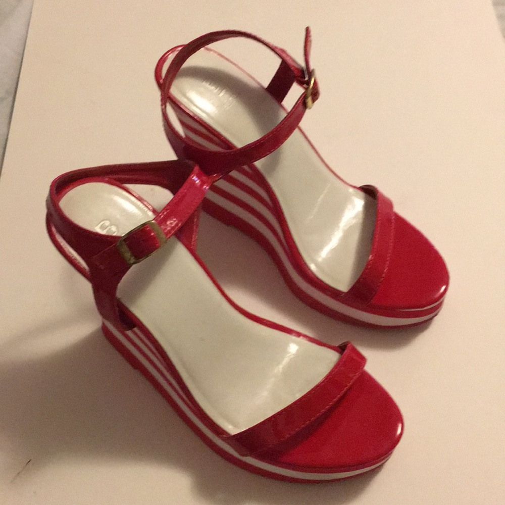 Bakers Red & White Striped Wedges